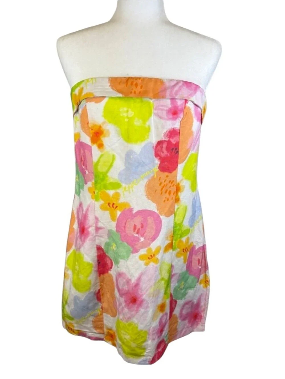 Peppermayo Skyscrapers Linen Mini Dress In Blurred Blossom, NWT, Size 6